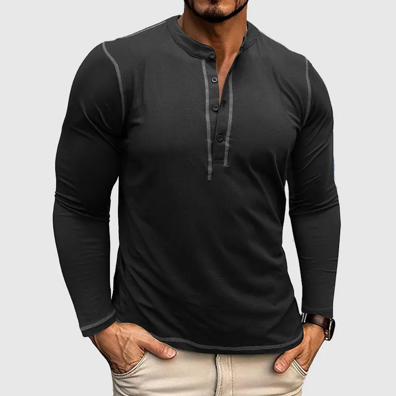 Men’s Classic Long Sleeve Shirt with Button Details