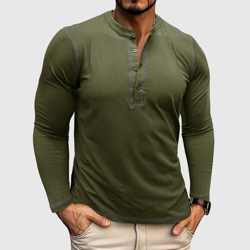Men’s Classic Long Sleeve Shirt with Button Details