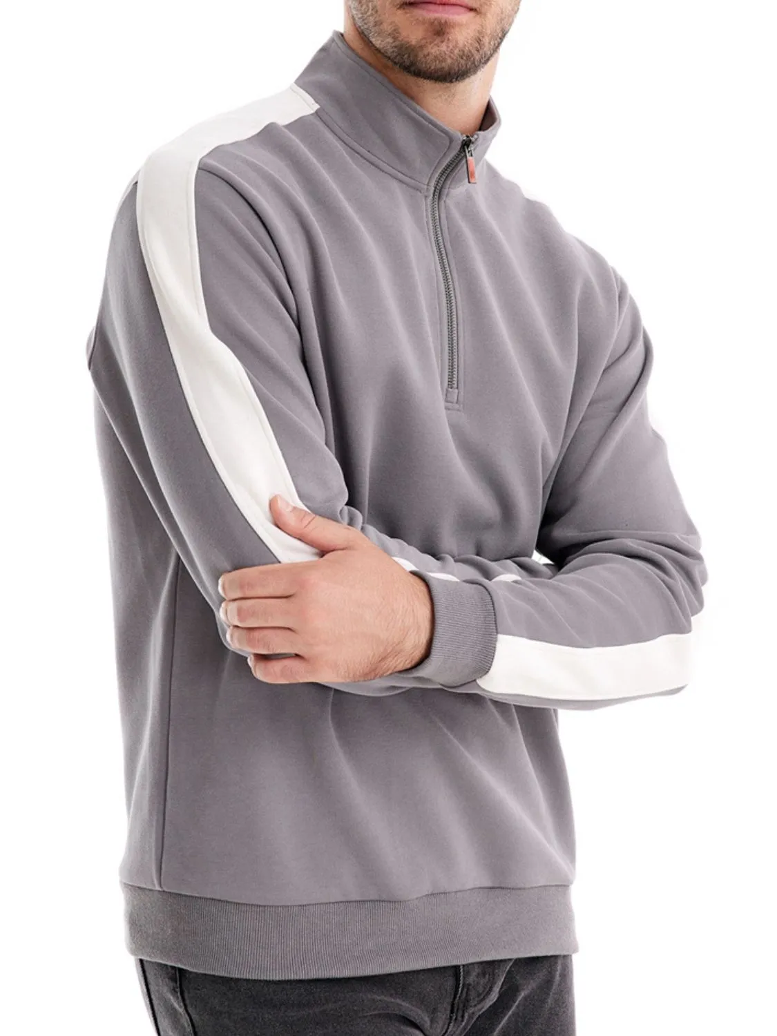 Men's Contrast Striped Long Sleeve Sweatshirt