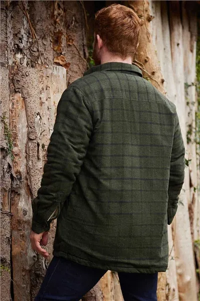 Men’s Flannel Fleece Lined Shirt - Forest Green Black Check (LV15)