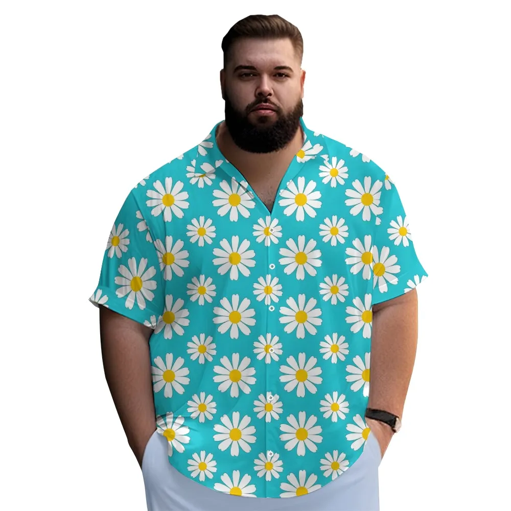 Men's Flowers Blue Casual Short Sleeve Shirt 2311000642
