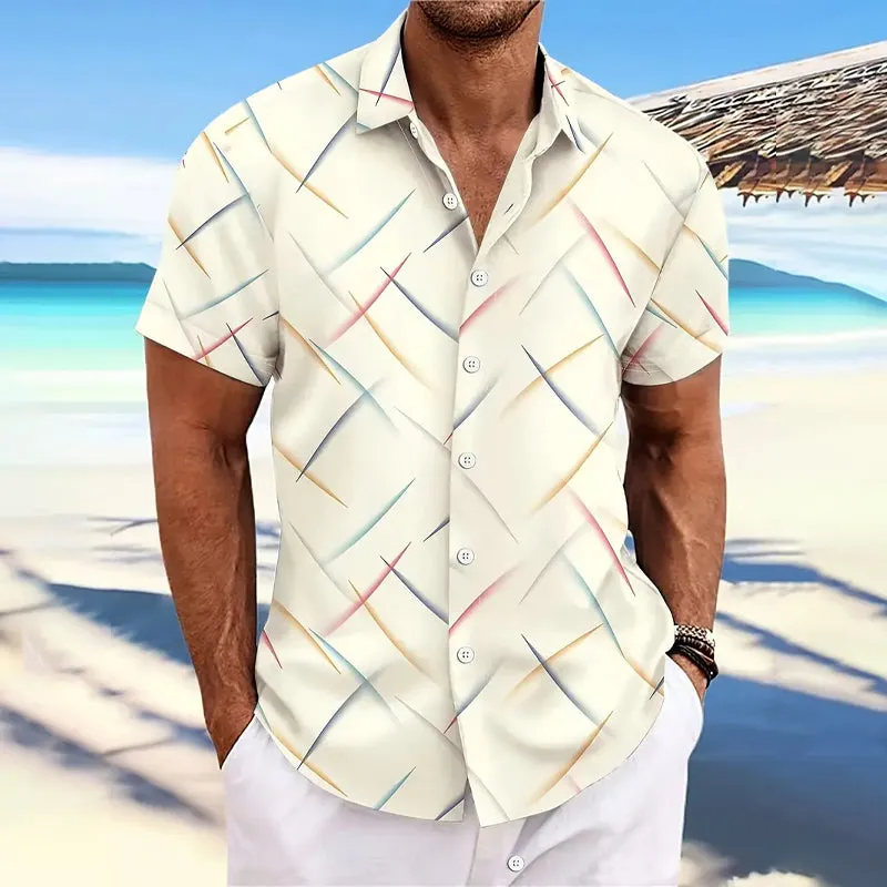 Men's Geometry Vibrant Print Short Sleeve Shirt