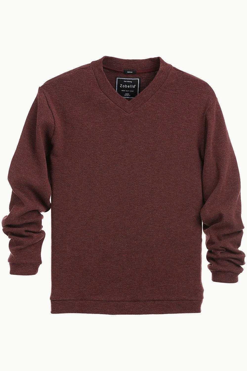 Men's Knit Maroon V-Neck Sweatshirt