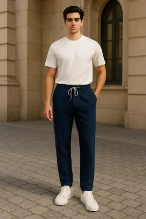 Men's Loose Fit Cotton Trousers - Blue