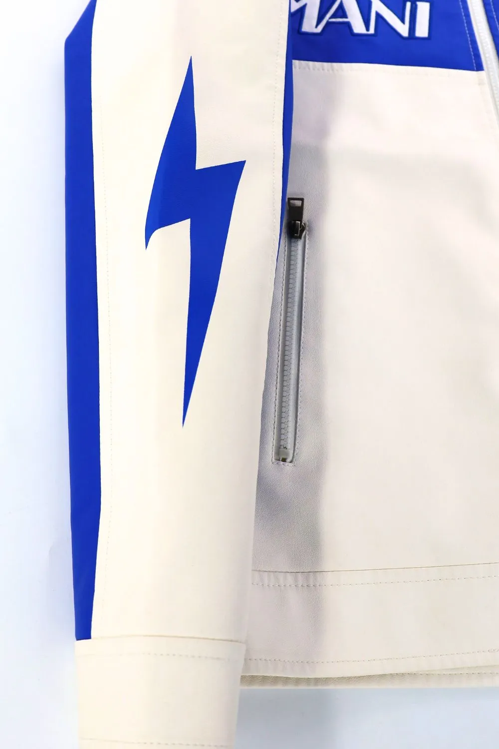 MEN'S RACING WOVEN PU JACKET-Blue/White