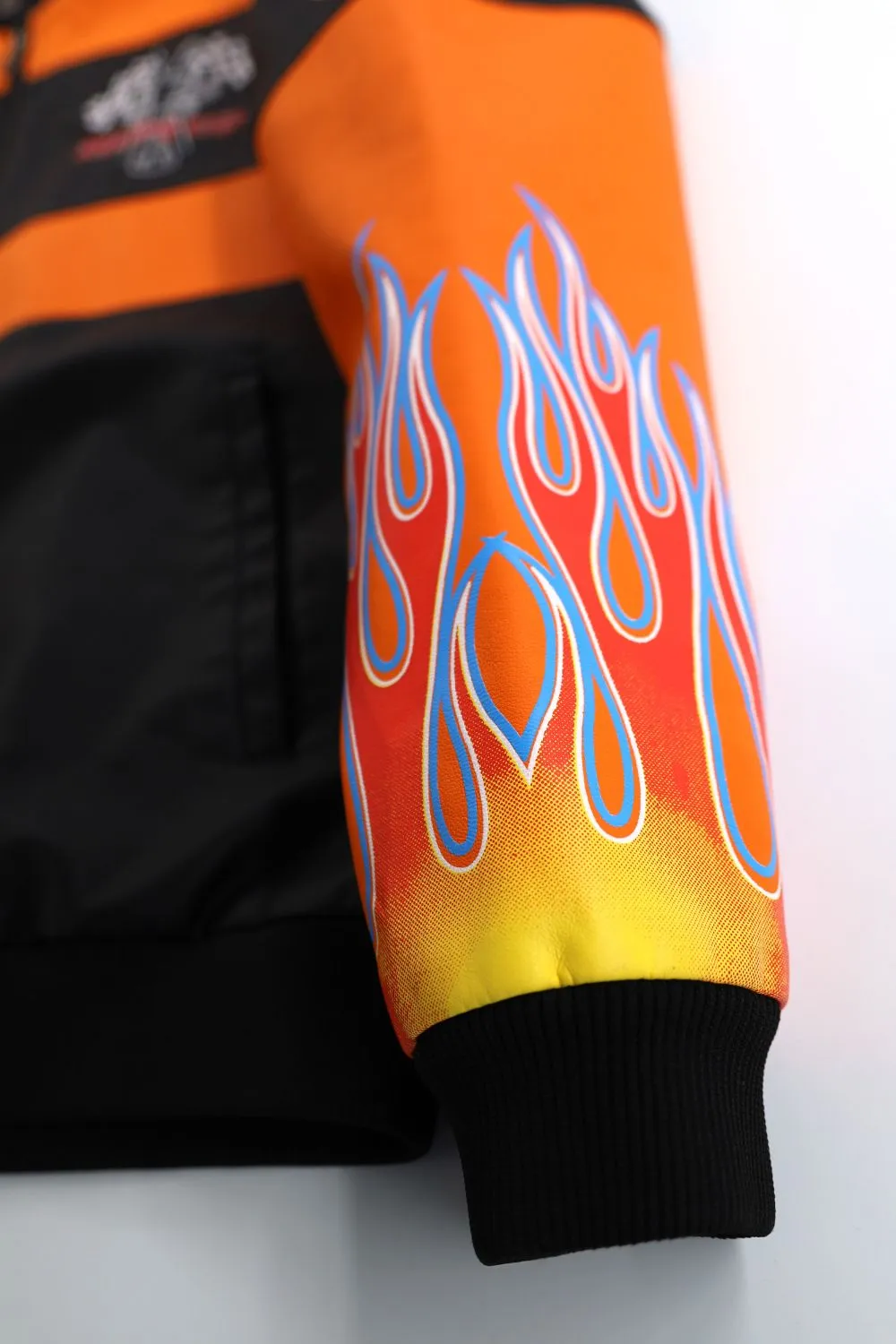 MEN'S RACING WOVEN PU JACKET-Orange/Black