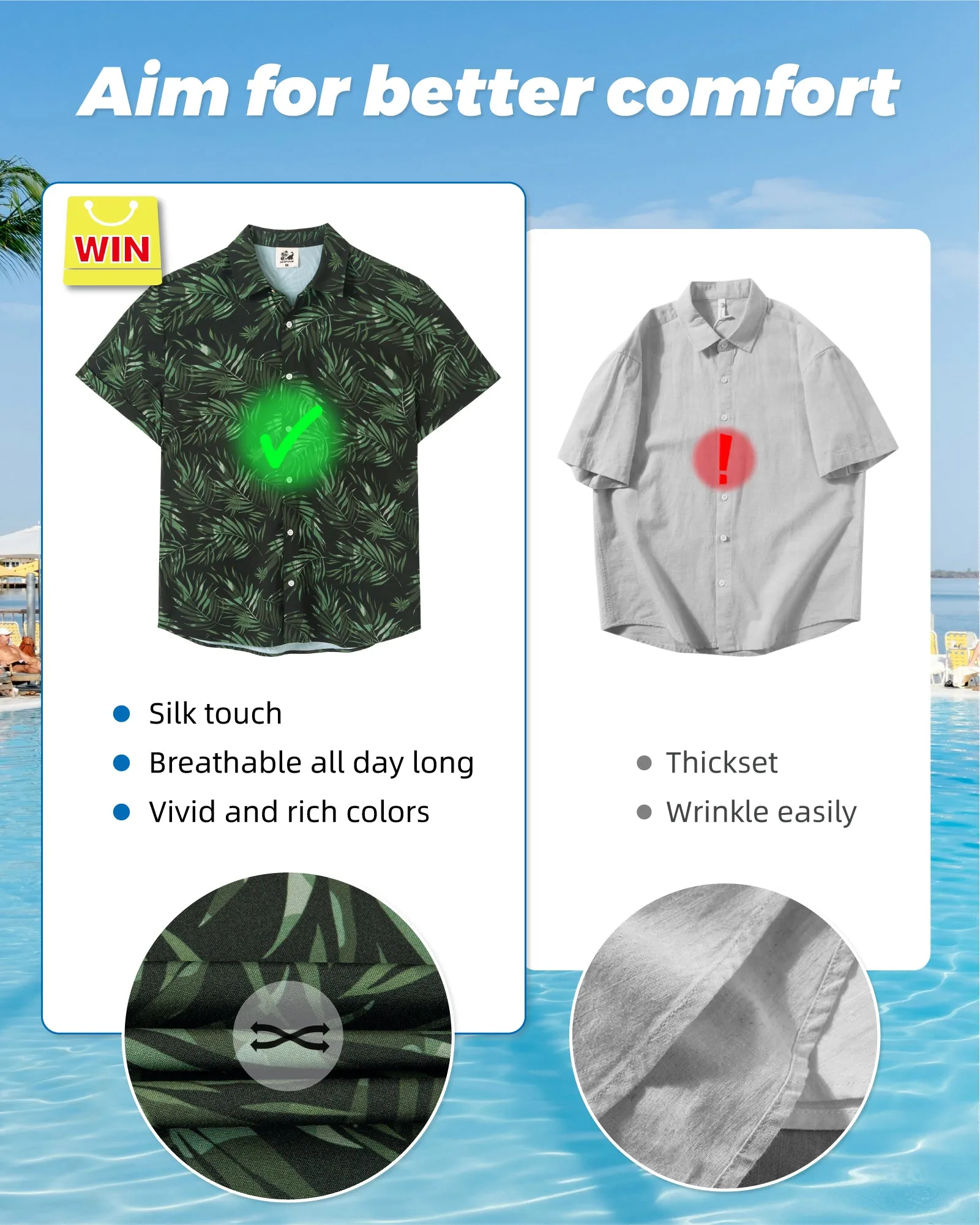 Men‘s Stretch Quick-Dry Hawaiian Shirts