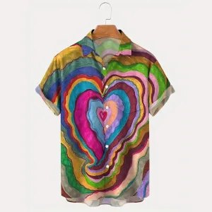 Men's Valentine's Day Unique Camo Print Shirt