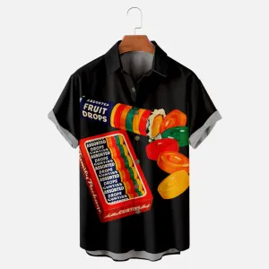 Men's Vintage Assorted Fruit Drops Candy Short Sleeve Shirt