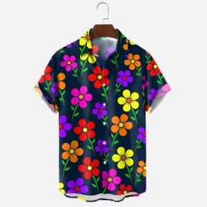 Men's Vintage Floral Print Short Sleeve Shirt