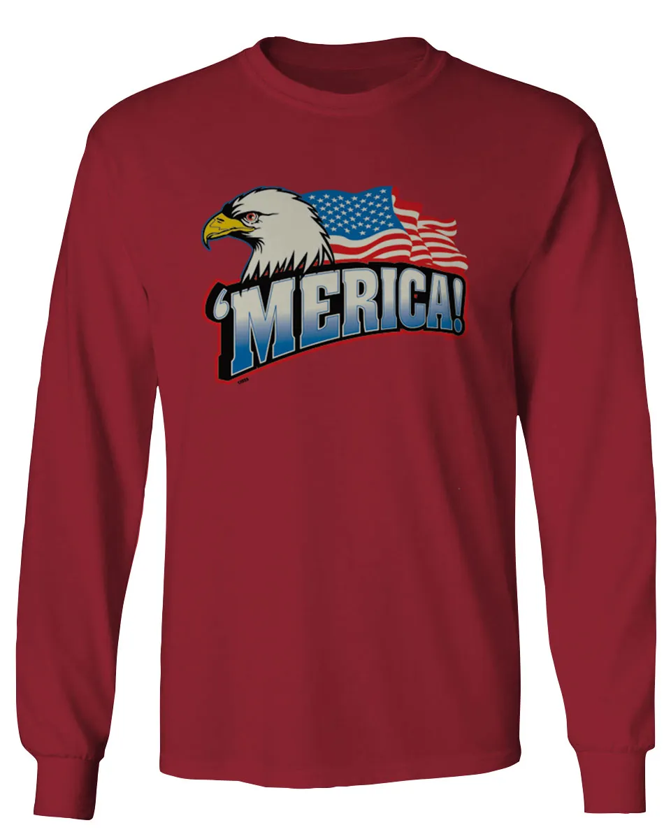 Merica Eagle USA American Flag United States America mens Long sleeve t shirt