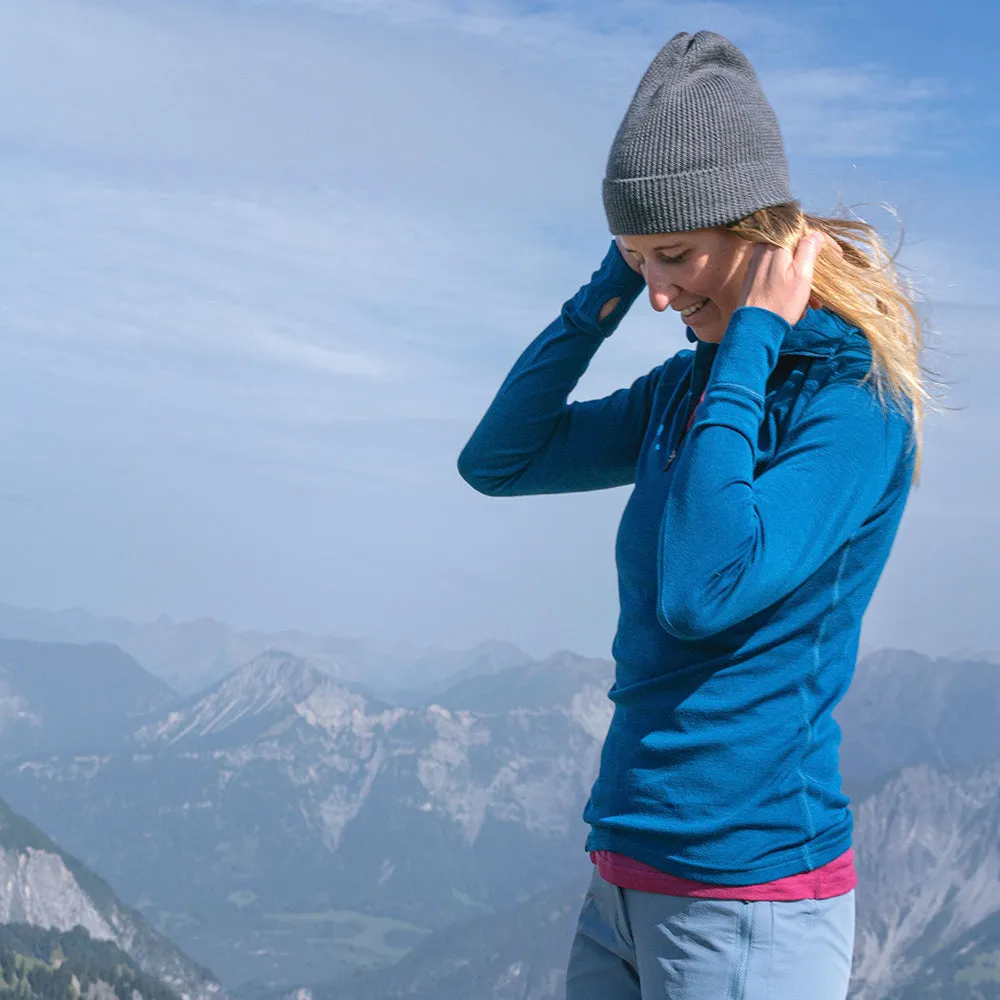 Merino Langarmshirt mit Zip Damen 230g/m2