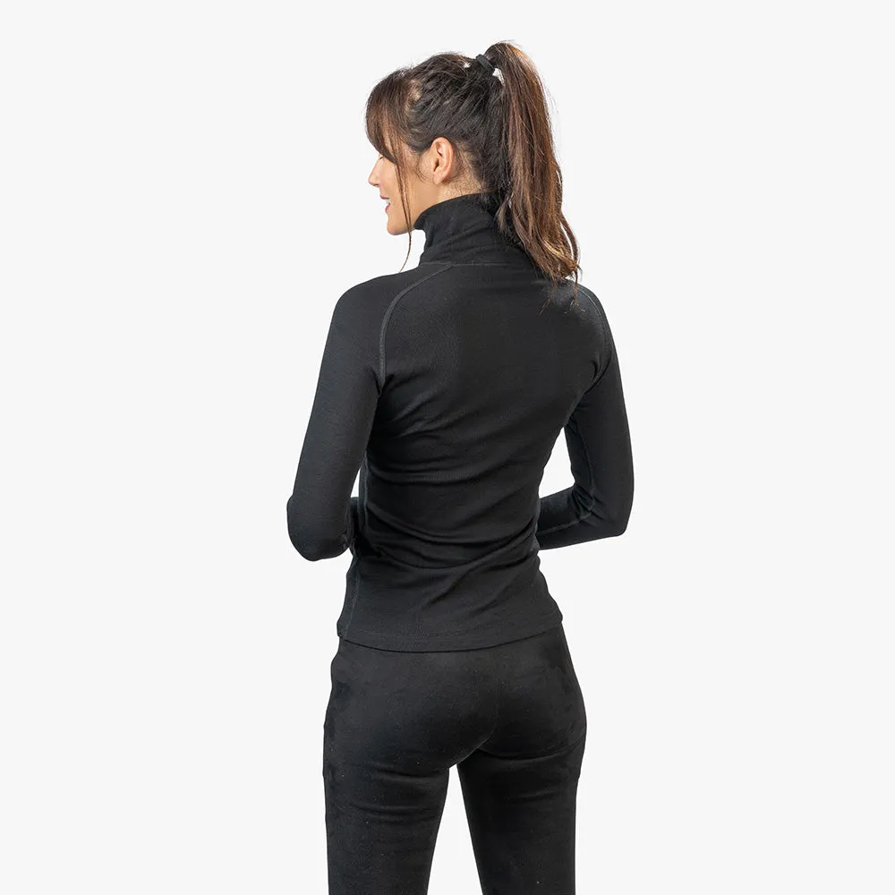 Merino Langarmshirt mit Zip Damen 230g/m2