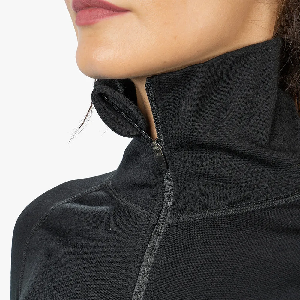 Merino Langarmshirt mit Zip Damen 230g/m2
