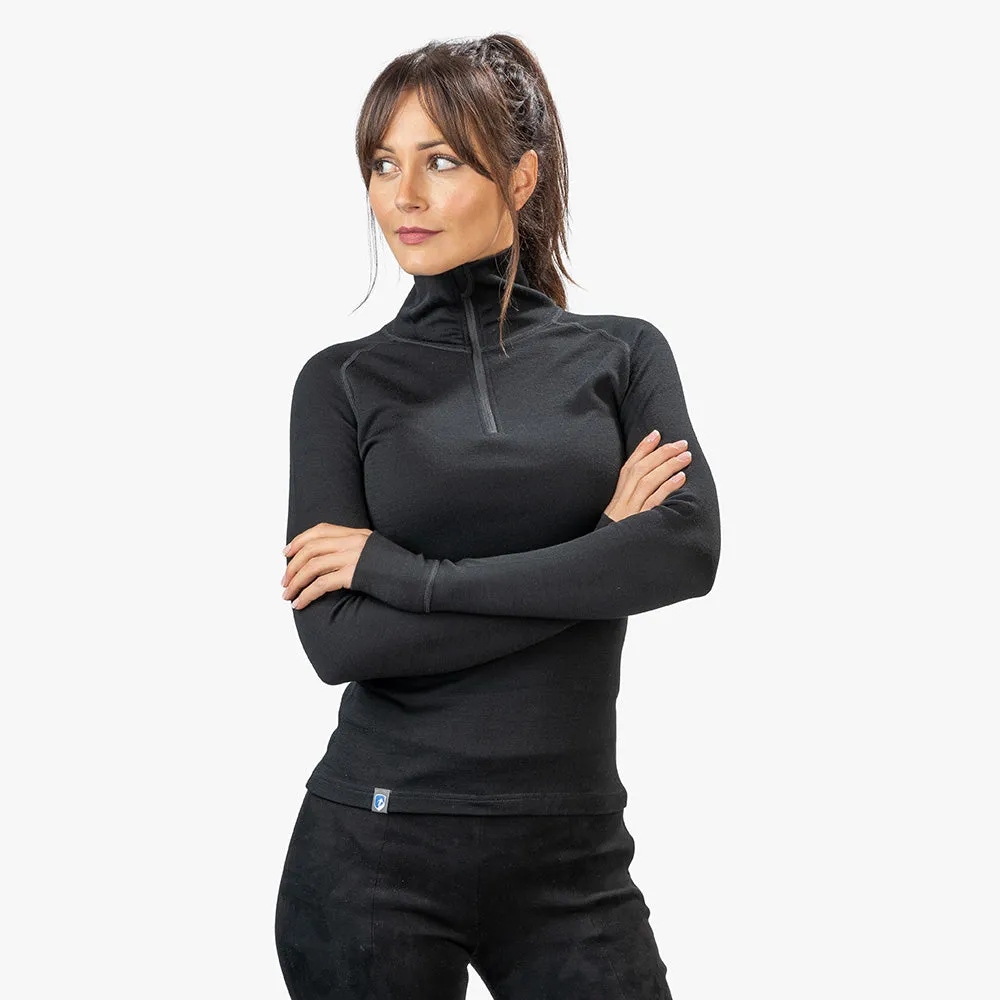 Merino Langarmshirt mit Zip Damen 230g/m2