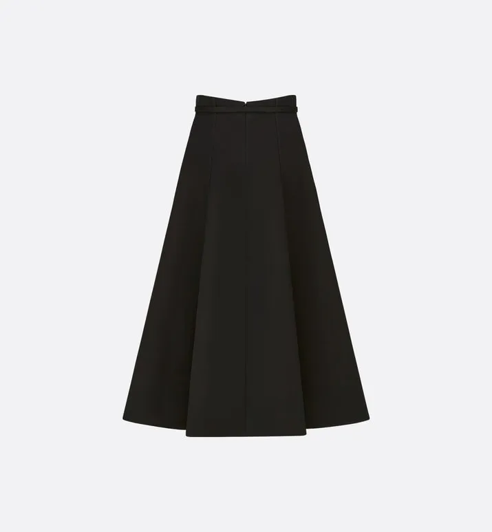 Mid-Length Skirt • Black Wool and Silk