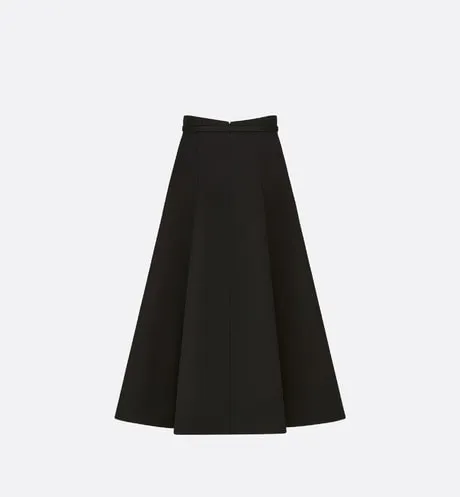 Mid-Length Skirt • Black Wool and Silk