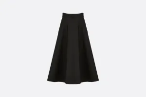 Mid-Length Skirt • Black Wool and Silk