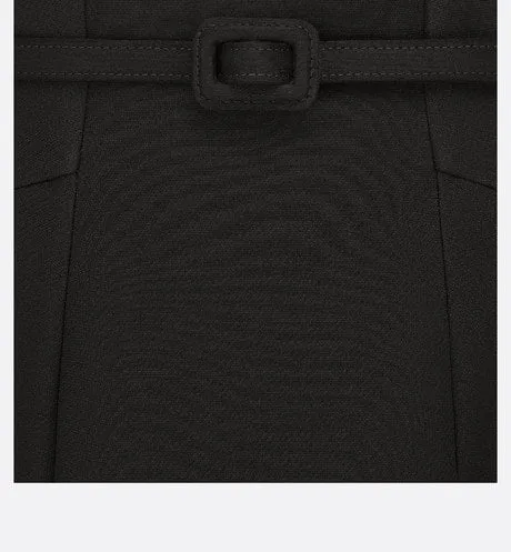 Mid-Length Skirt • Black Wool and Silk