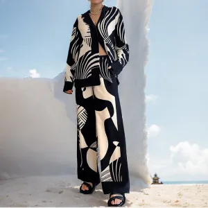 Mira - Elegant trendy printed set with long sleeves and pants