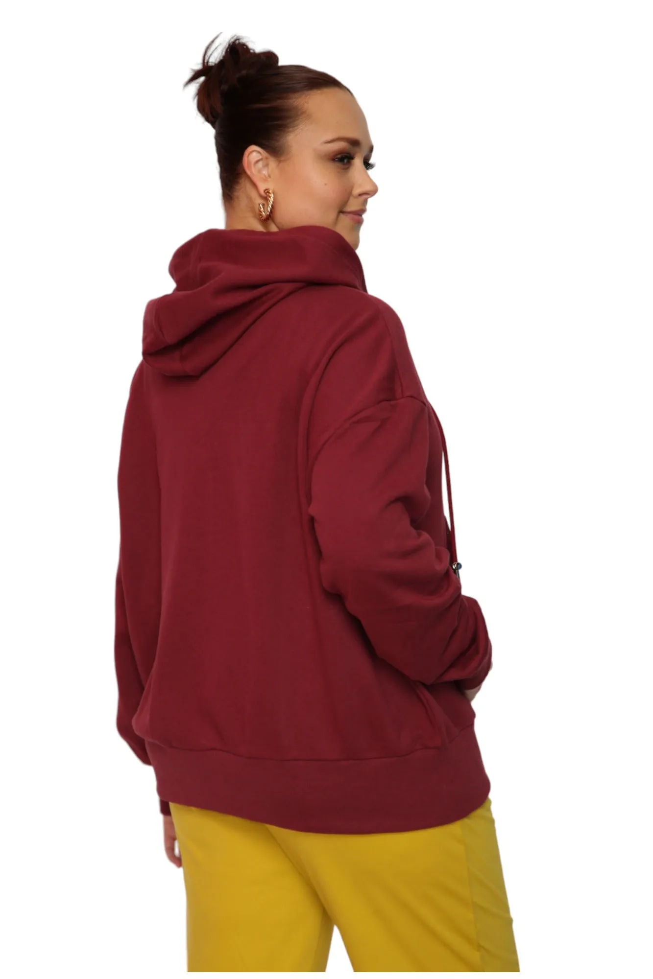 Miracles Manifester Embroidered Zip Hoodie - Burgundy