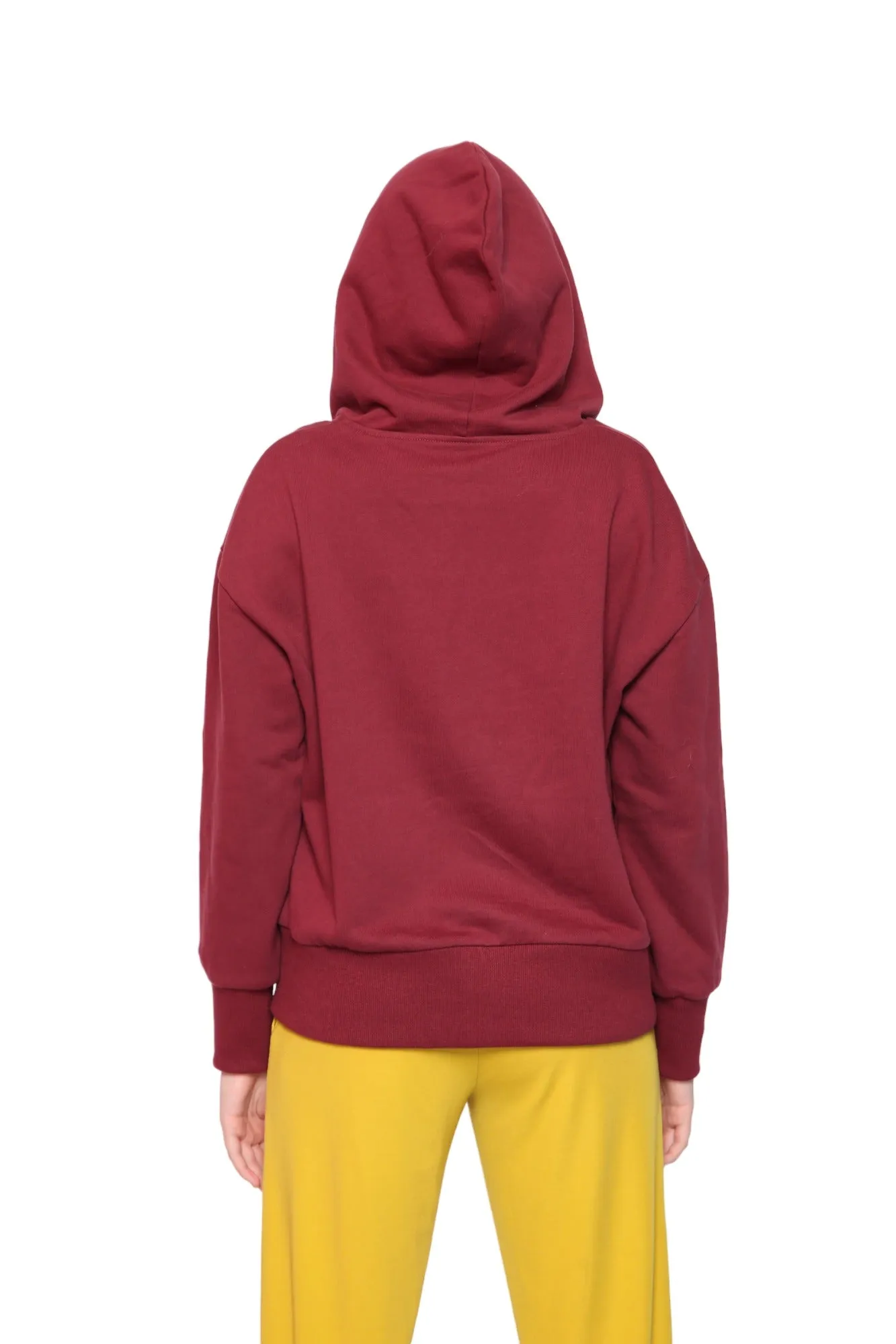 Miracles Manifester Embroidered Zip Hoodie - Burgundy