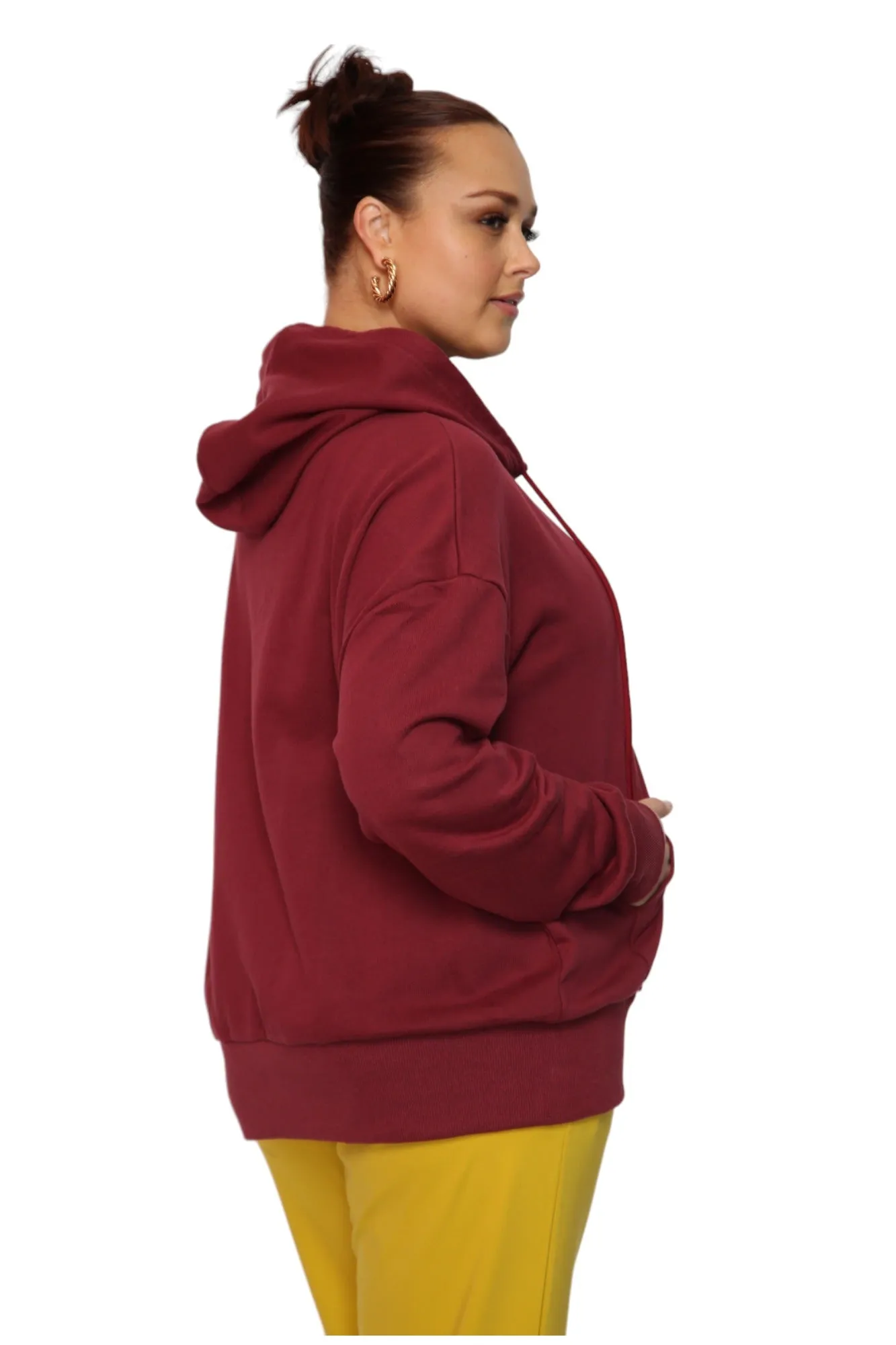 Miracles Manifester Embroidered Zip Hoodie - Burgundy