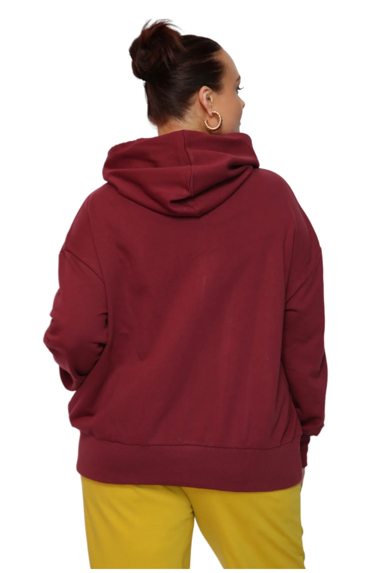 Miracles Manifester Embroidered Zip Hoodie - Burgundy
