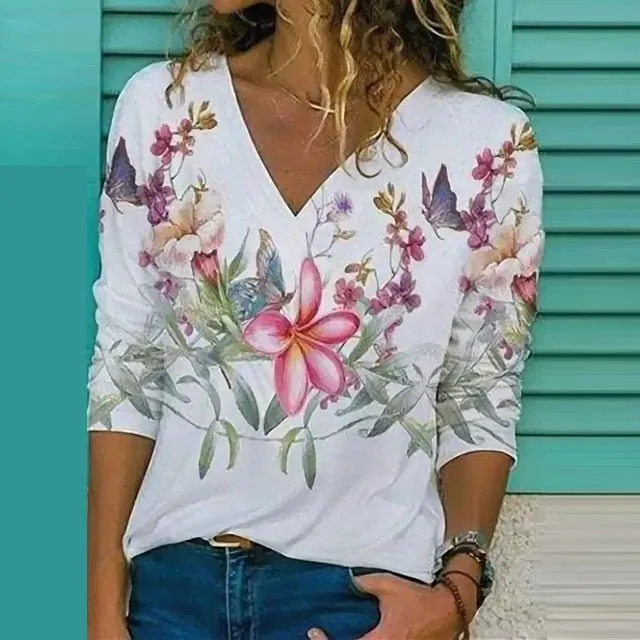 Monelo™ Loose Blouse with V-Neck