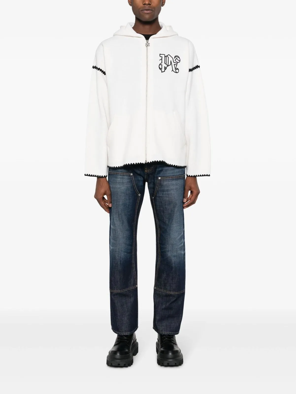 Monogram Zip-Up Wool Jacket