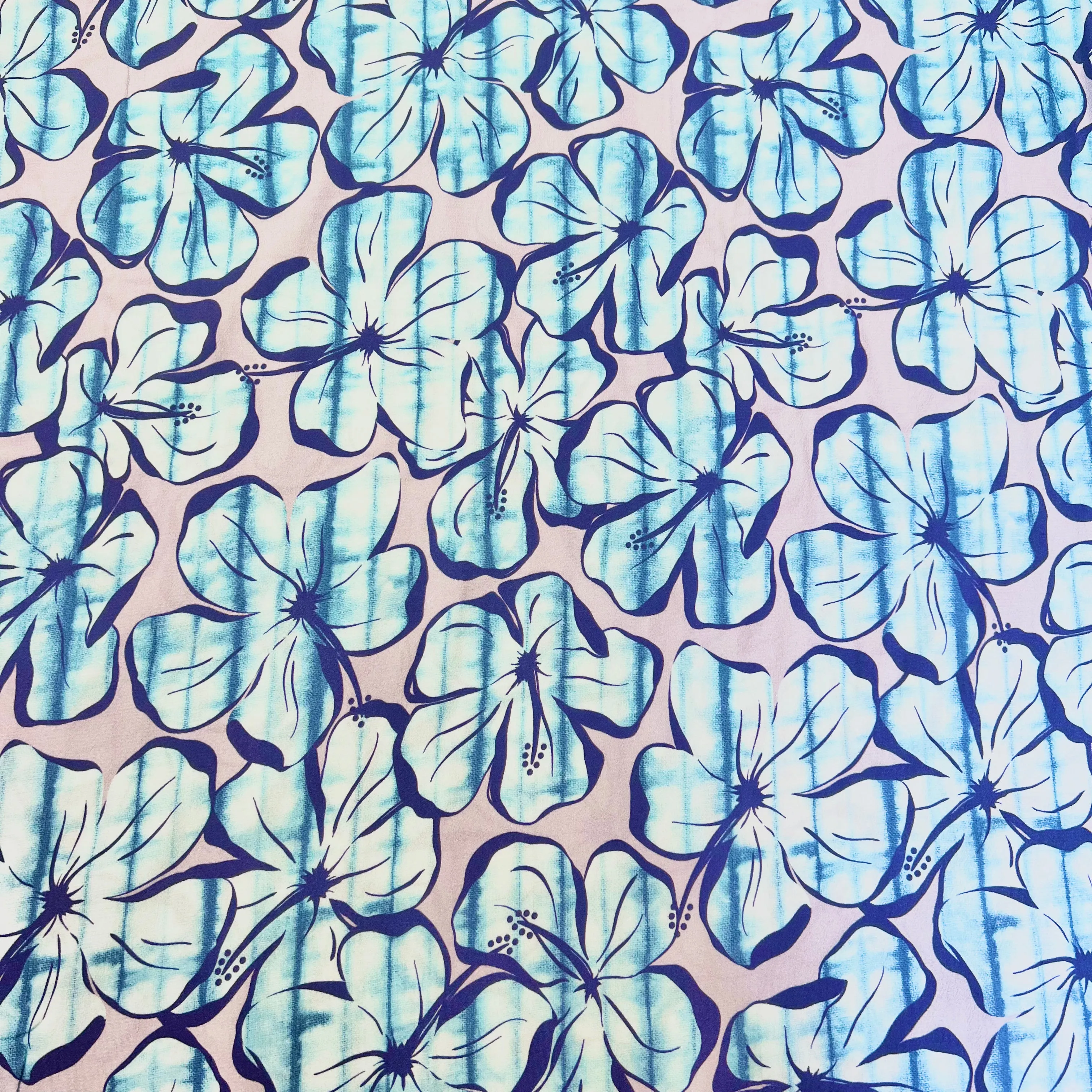 Moroccan Flower Viscose Crepe - Sky