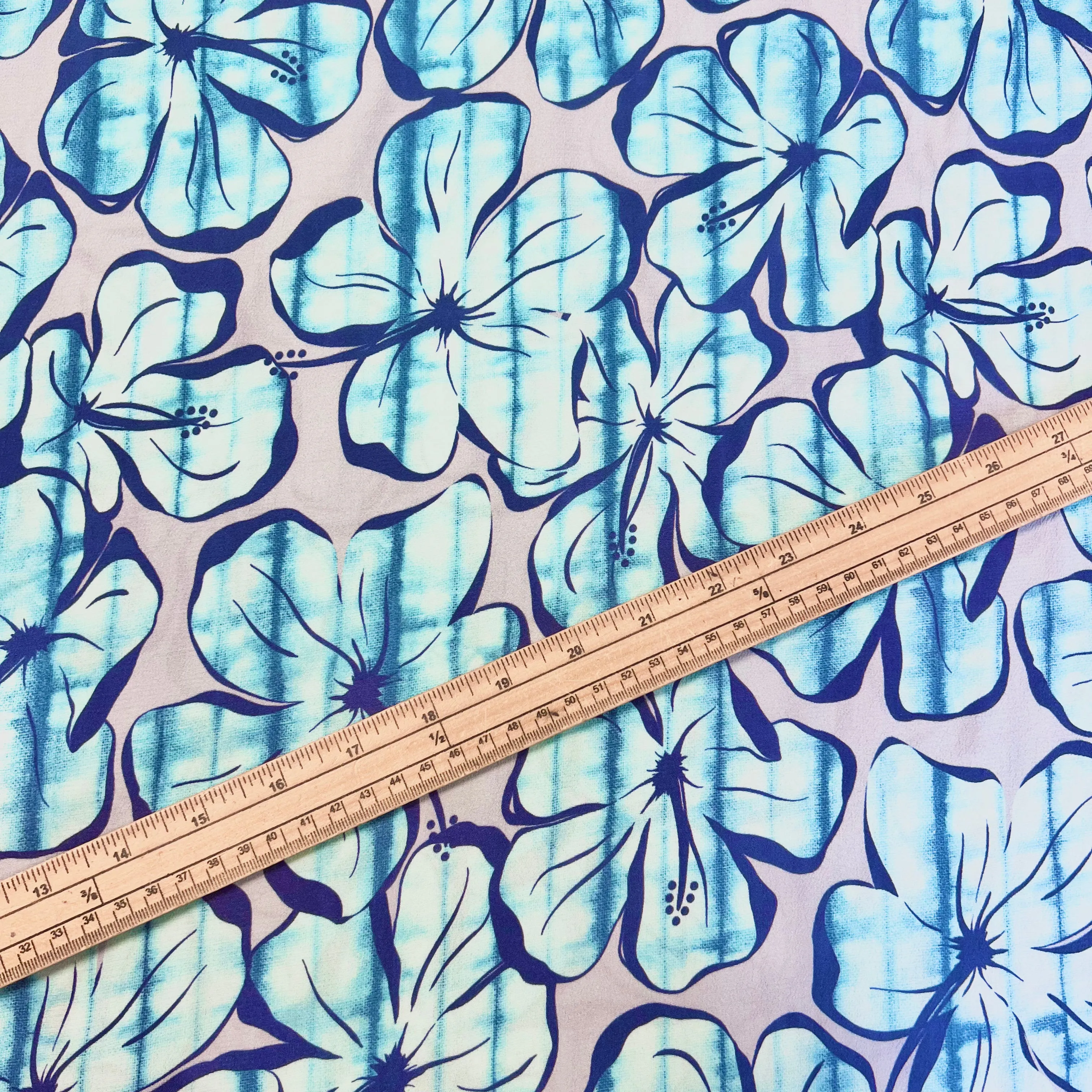 Moroccan Flower Viscose Crepe - Sky