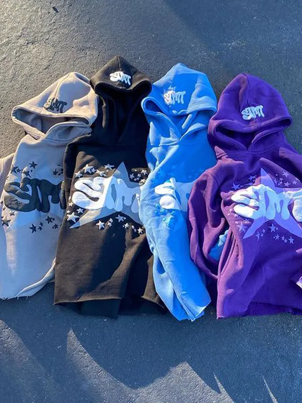 Multicolored Y2k lettering oversized hoodie