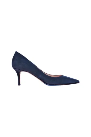 Navy Suede Pointed Shoe