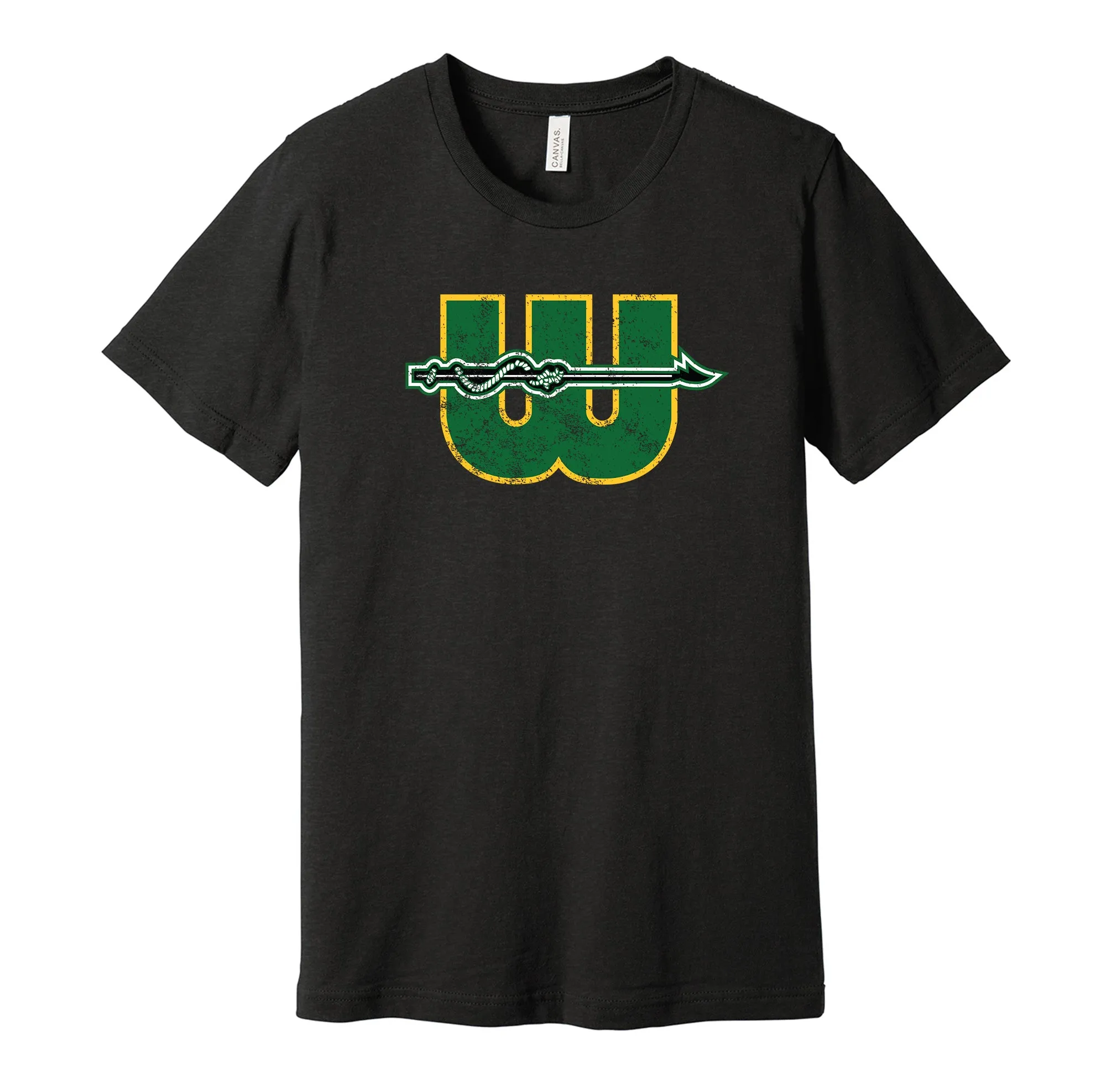 New England Whalers Distressed Logo Shirt - Defunct WHA Hockey Team - Celebrate Massachusetts Hockey Heritage and History - Hyper Than Hype