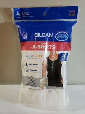 New in package! Gildan Men's A-Shirts Tag-Free Tanks Multipack 4 Pack 2XL Moisture Wicking