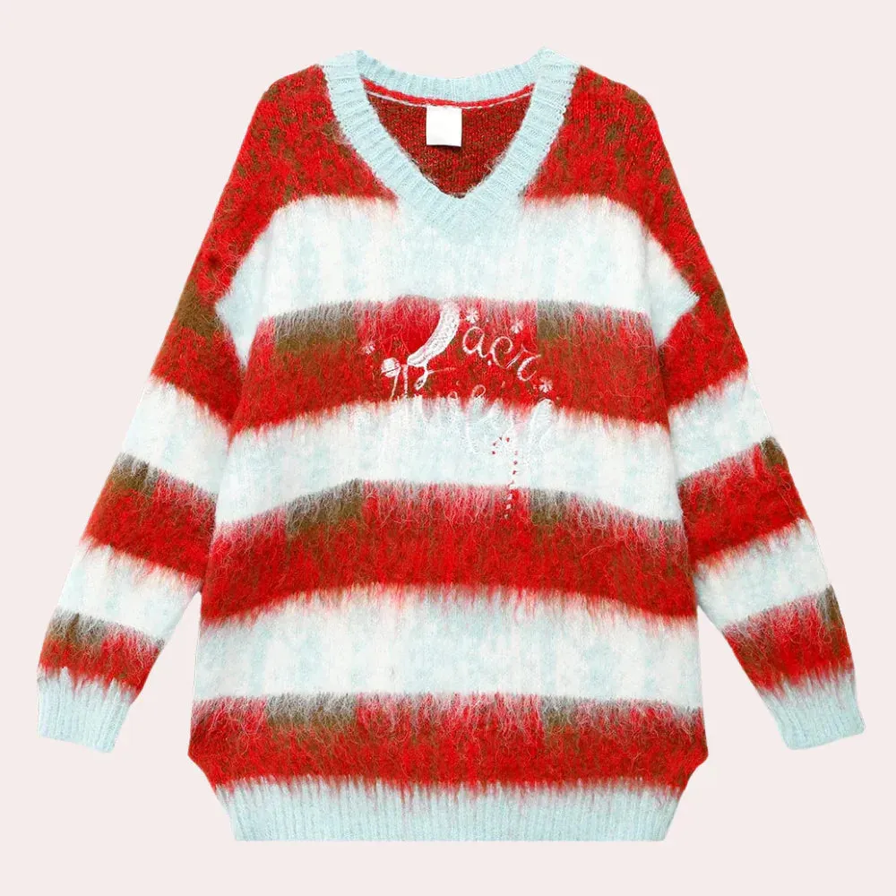 Niana - striped comfy Christmas jumper for women