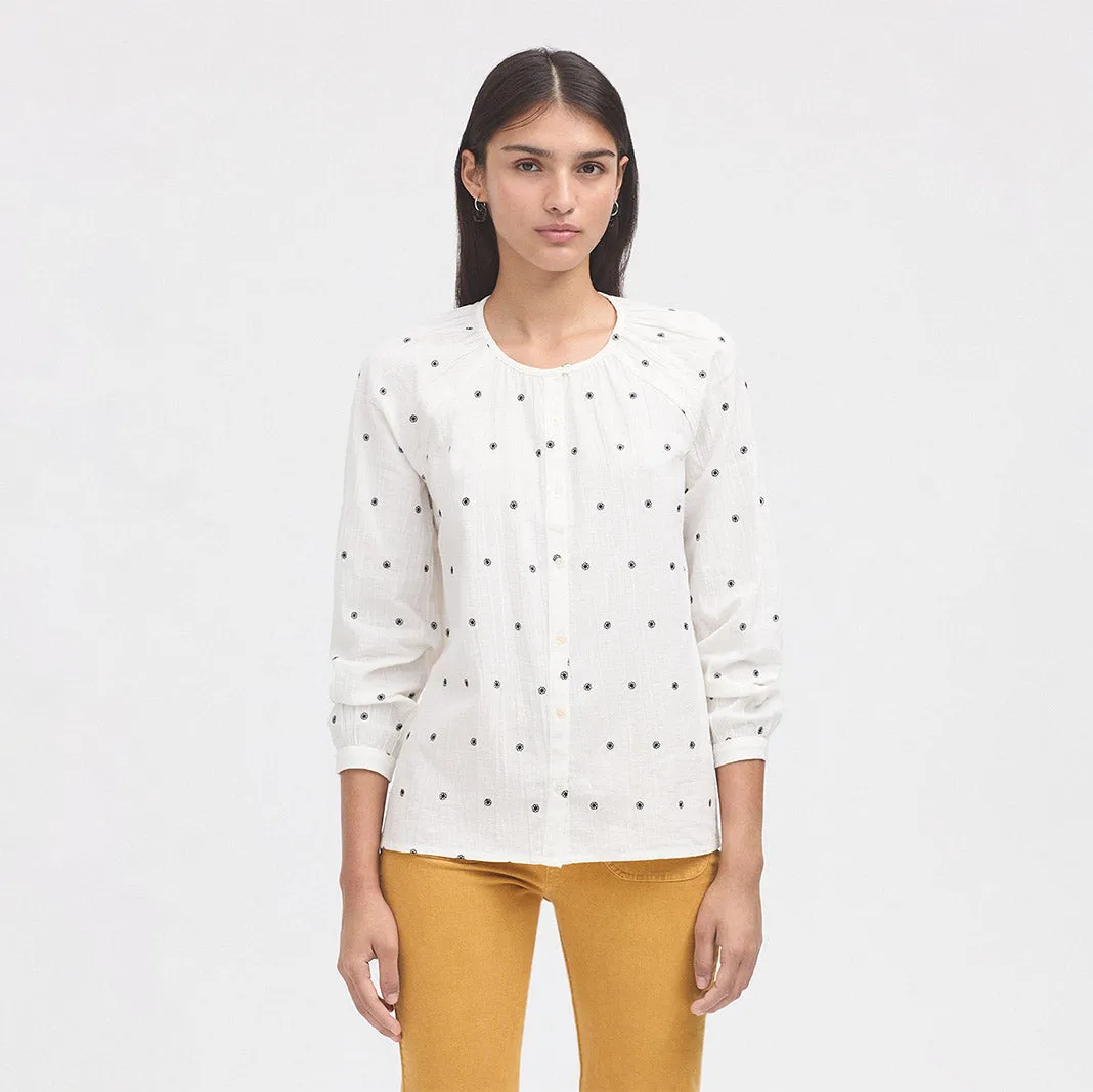 Nice Things Jacquard Cotton Shirt - Off White