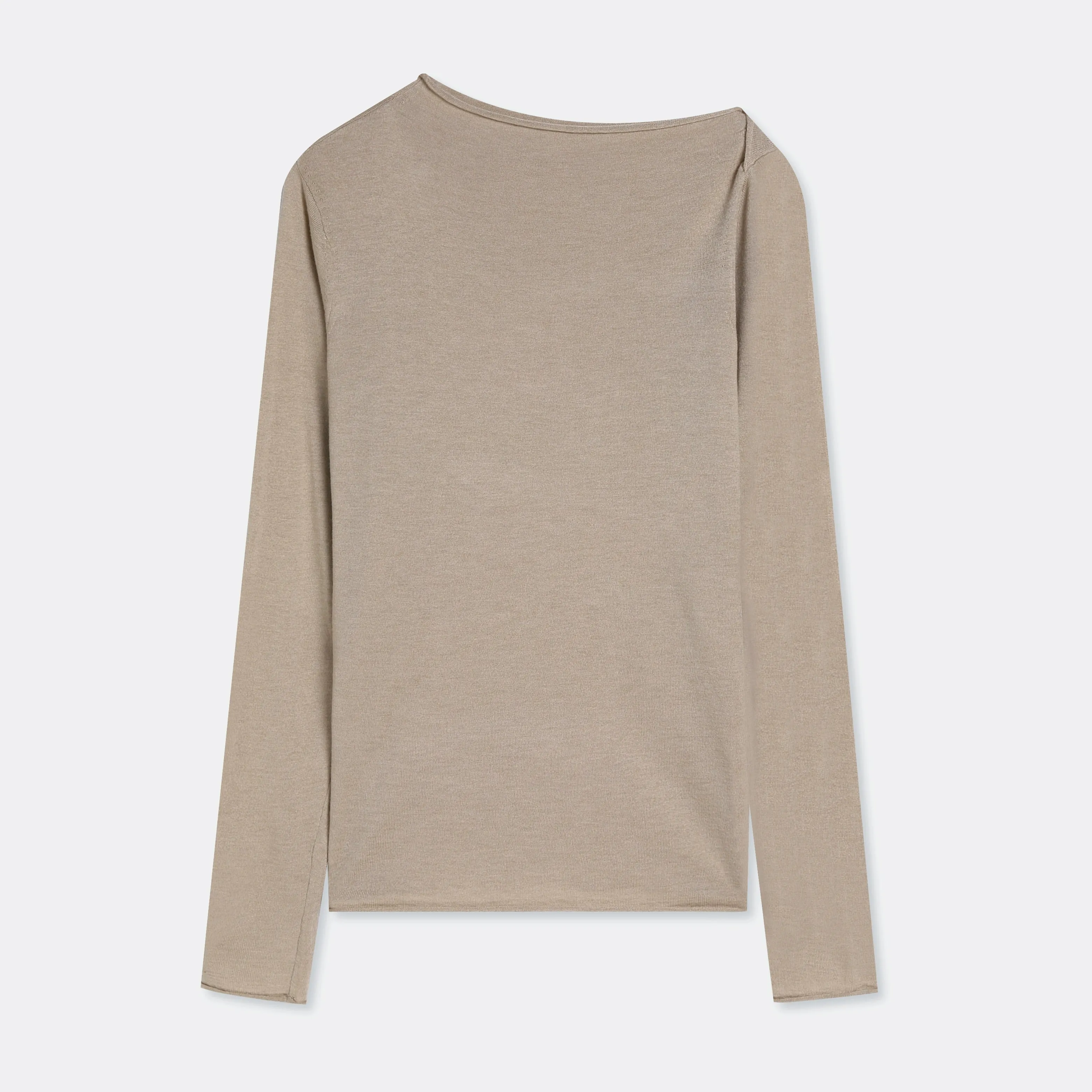 Oblique Shoulder Long-Sleeve Top
