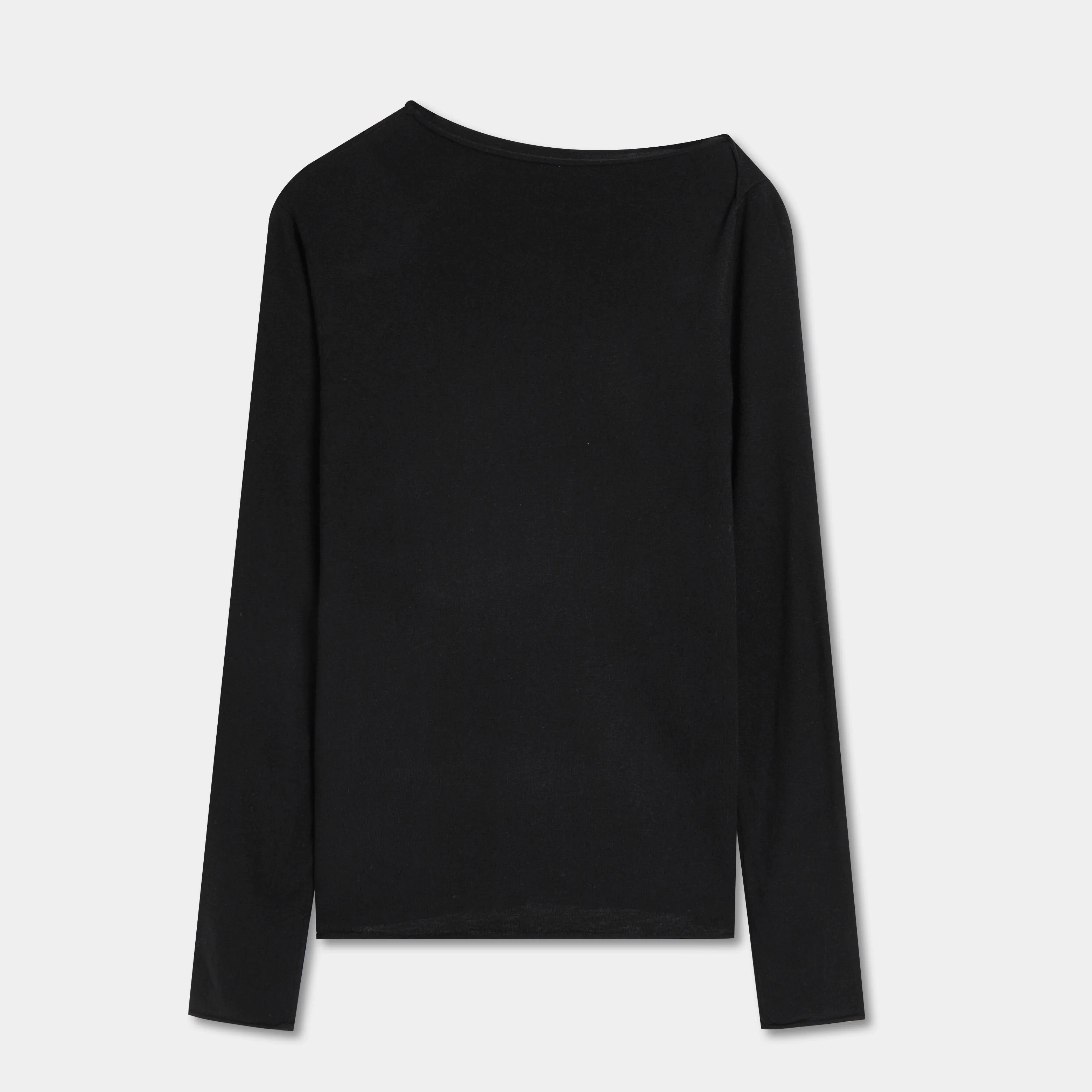 Oblique Shoulder Long-Sleeve Top