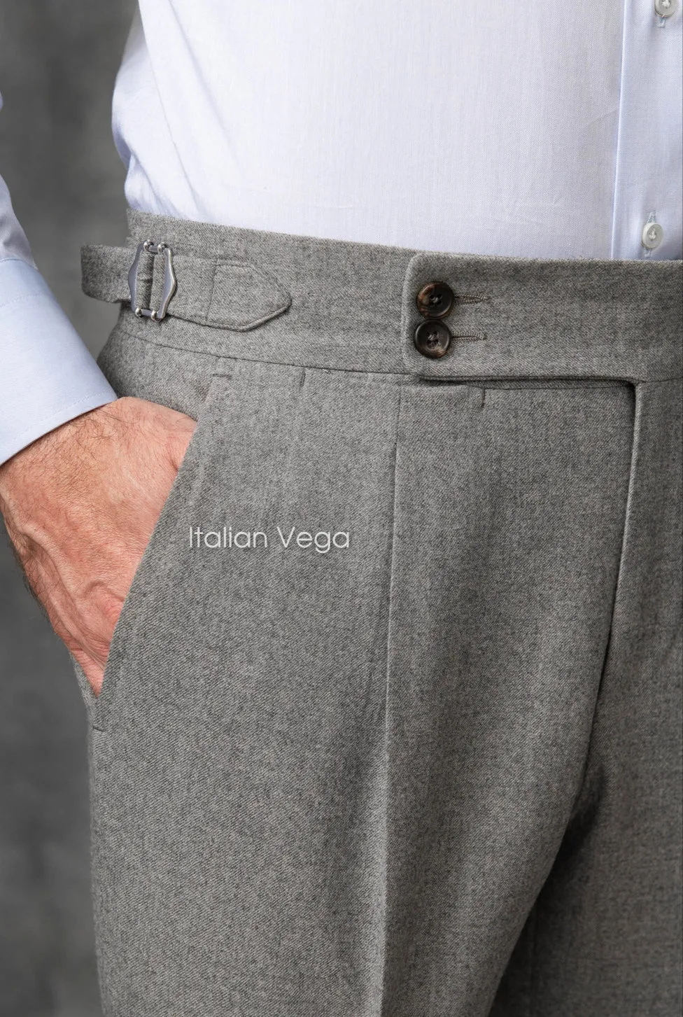Old Money Black Shirt with Anthracite Flannel Signature Buttoned Gurkha Pant by ITALIAN VEGA®