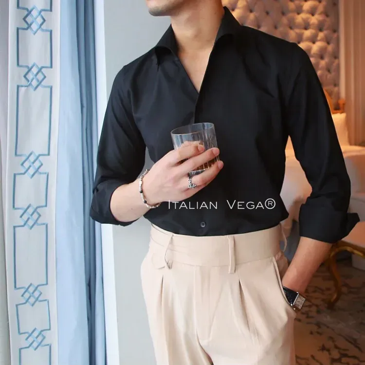 Old Money Black Shirt with Blue Veteran Denim Gurkha Pant by ITALIAN VEGA®