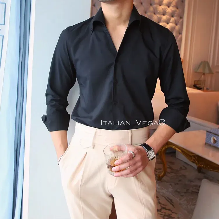 Old Money Black Shirt with Blue Veteran Denim Gurkha Pant by ITALIAN VEGA®
