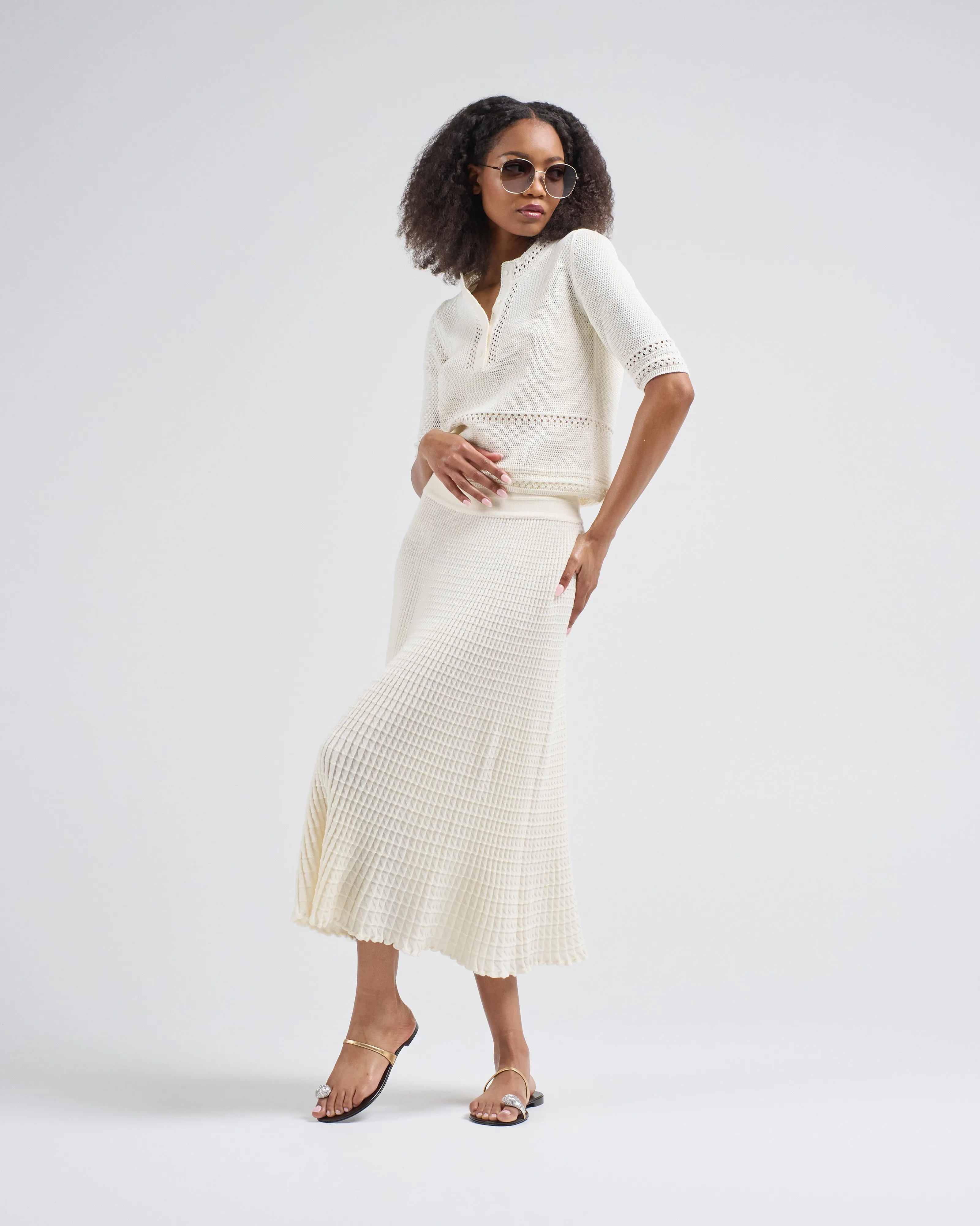 origami knit flowing skirt
