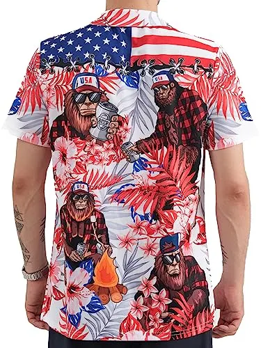 PAGYMO Golf Shirts Featuring Funny Sasquatch and Patriotic American Flag Designs
