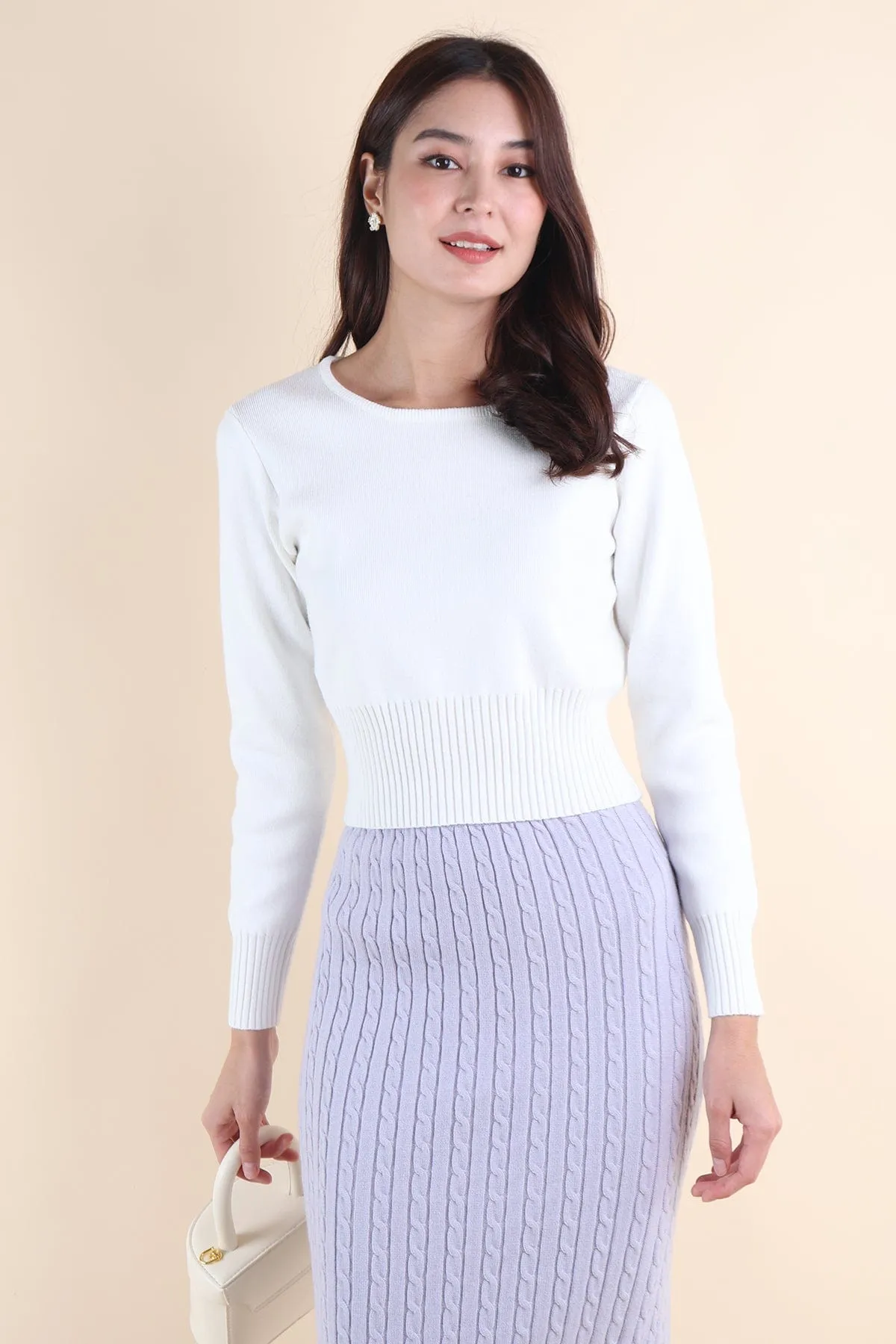 PAMMIE EMBOSSED KNIT SKIRT IN LILAC