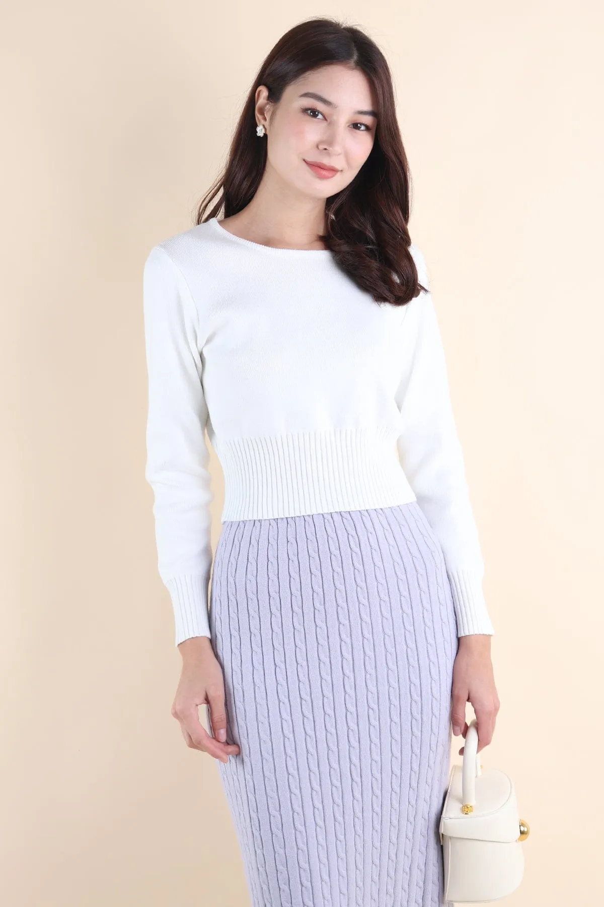 PAMMIE EMBOSSED KNIT SKIRT IN LILAC