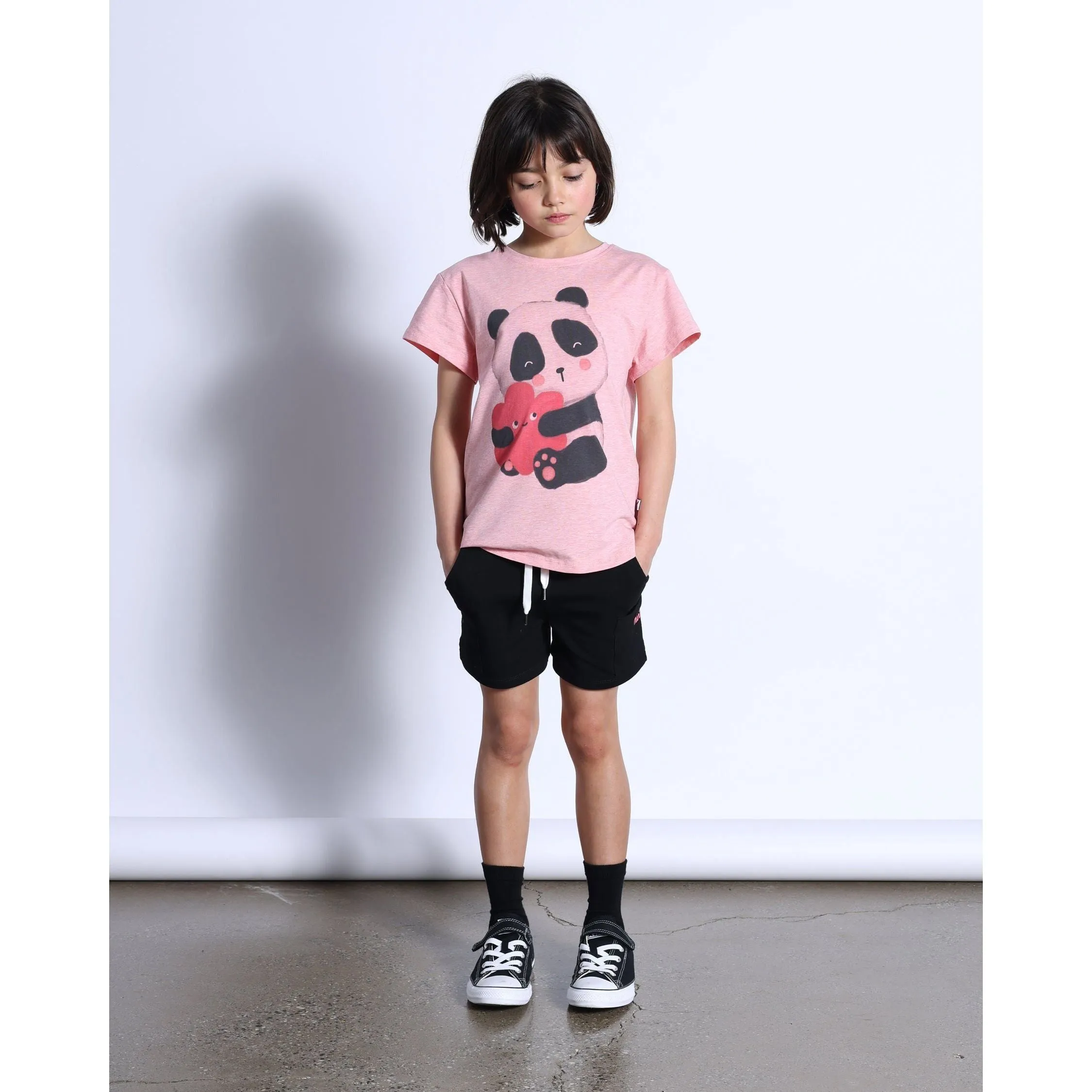 Panda Hug Tee- Strawberry Marle