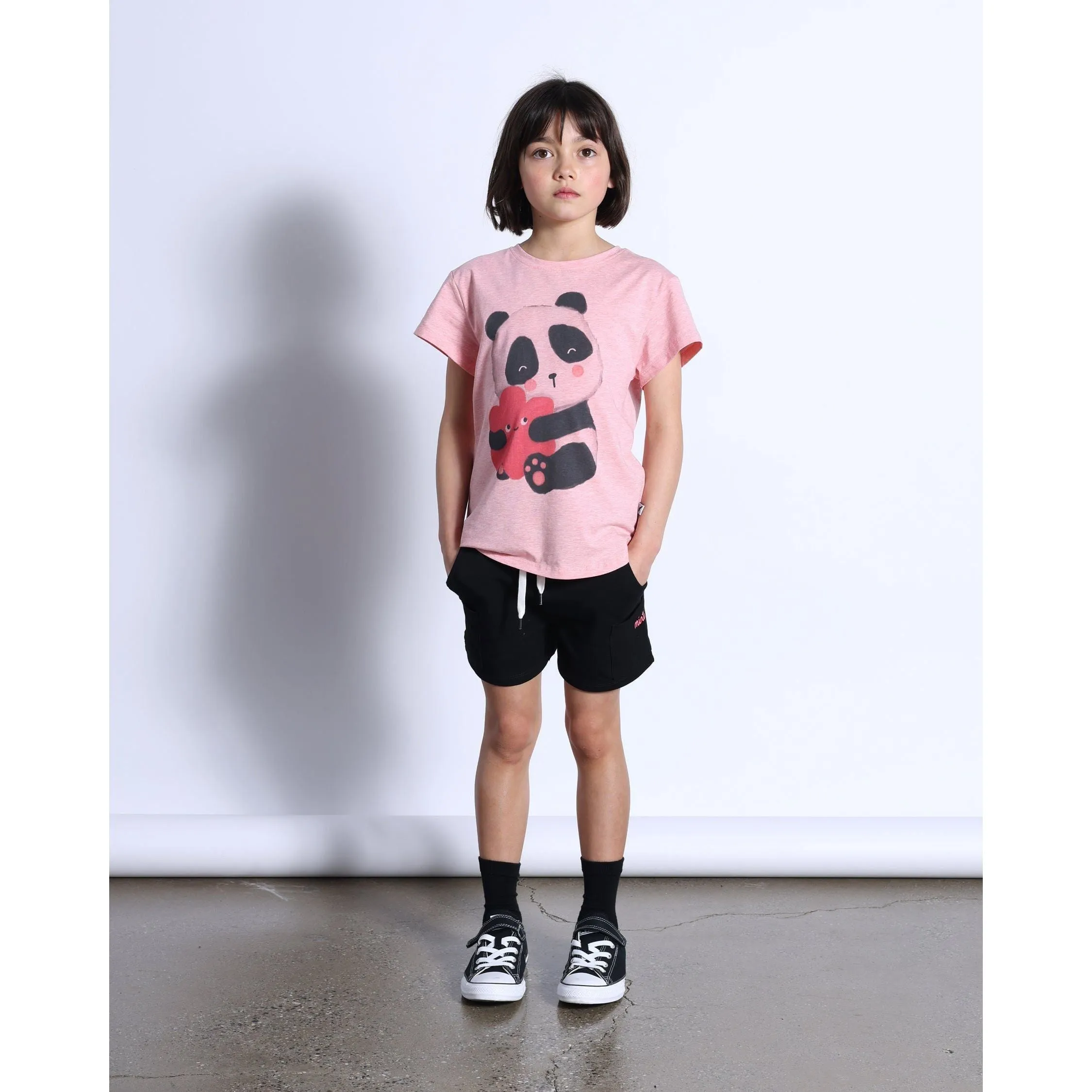 Panda Hug Tee- Strawberry Marle