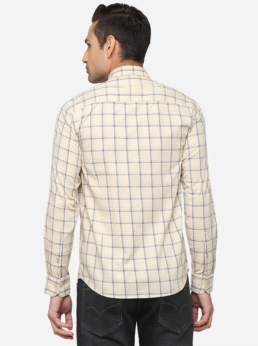 Pastel Yellow Printed Slim Fit Casual Shirt | JadeBlue